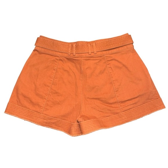 EUC Ryegrass Trapunto High Waist Tie Belt Twill Pleated Shorts Burnt Orange 12 - Picture 2 of 6